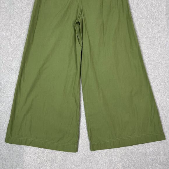 Free People Green Menorca 100% Cotton Crop Wide Leg High Waisted Pant Size 4 - Picture 8 of 10
